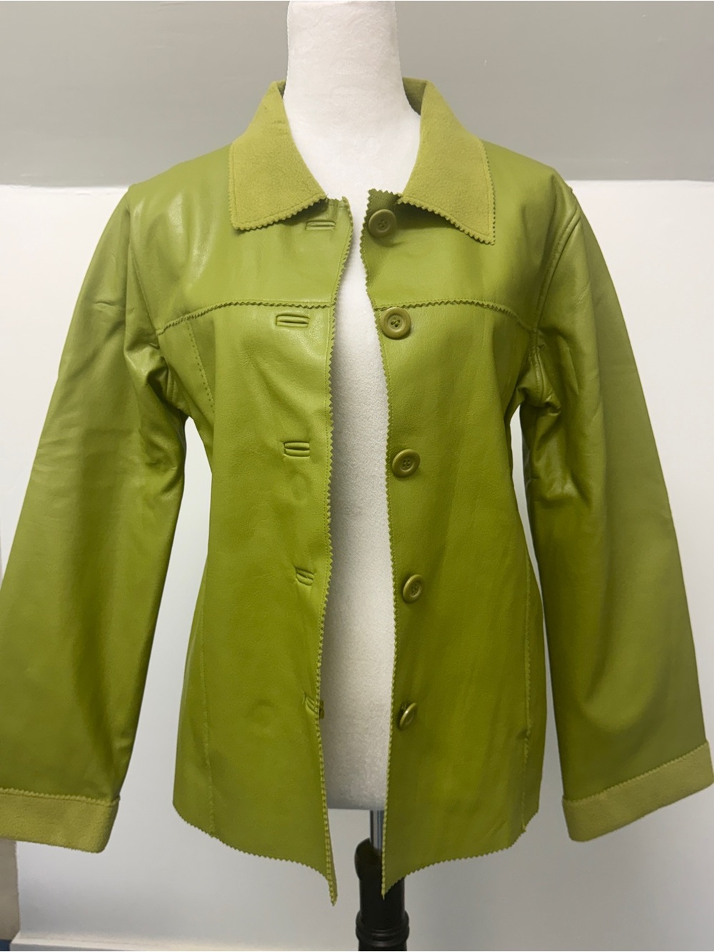 paparazzi Olive Green Leather Button-Front Jacket